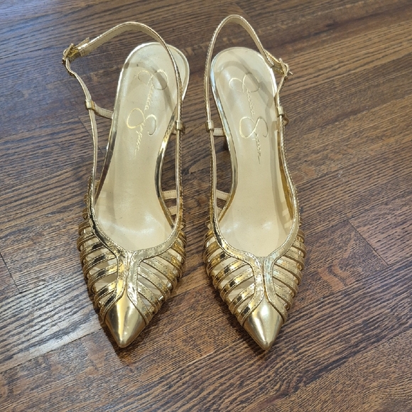 BRAND NEW Jessica Simpson Elegant Gold Slingback Women's Shoes - Picture 1 of 6
